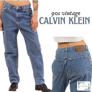 Vintage 90s Calvin Klein Low-Rise Straight-Leg Medium-Wash Jeans; Thrifted in IT